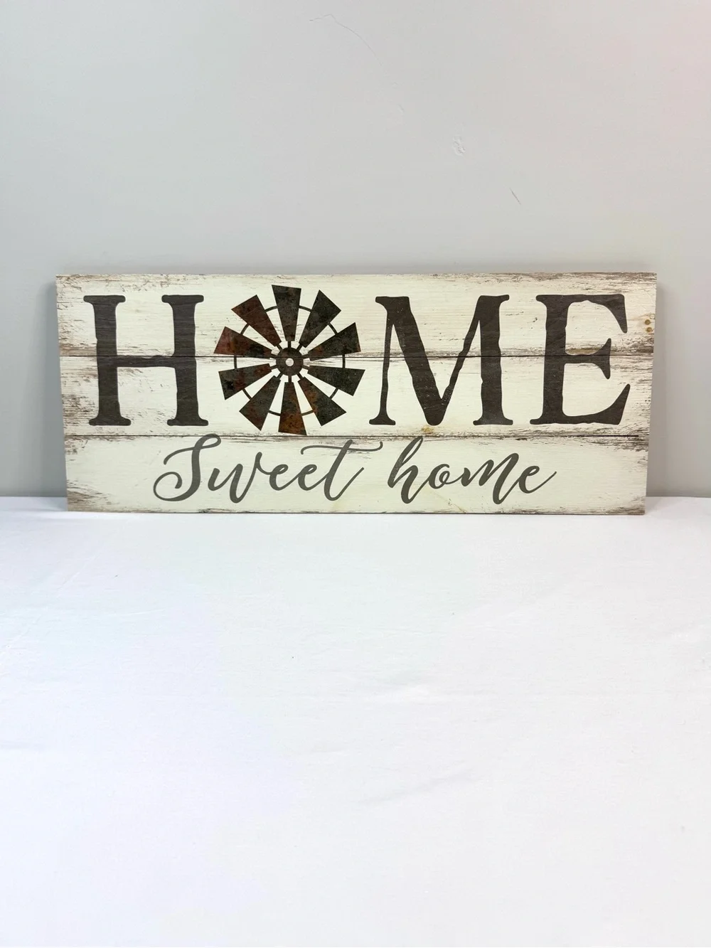Rustic Wooden Farmhouse Wall Sign Home Sweet Home Windmill
